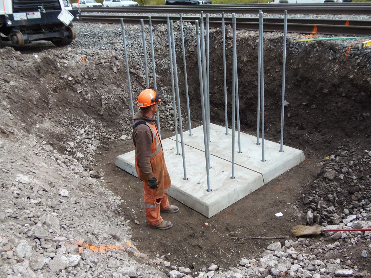 DP-16B precast wayside cantilever signal foundation — site photo 1